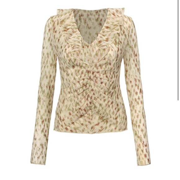 Cabi Dapple Top cream, Olive and brown. XL - Picture 1 of 5